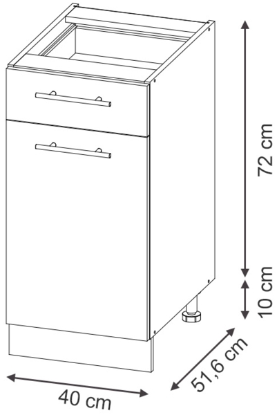 Küchenunterschrank Fame-Line Goldkraft Eiche 40 cm ohne Arbeitsplatte Vicco Bild 2