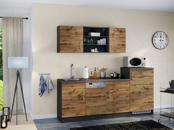 KOCHSTATION Küche KS-Mali, Breite 210 cm, mit E-Geräten