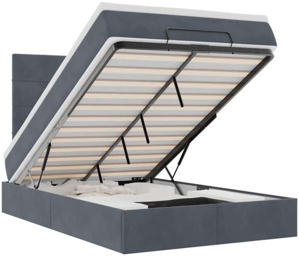 vidaXL Ottoman-Bett mit Matratzen Dunkelgrau 120x200 cm Samt 3313464