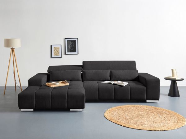 COTTA Ecksofa Orion L-Form, mit 2x Kopfteilverstellung & 3 Nierenkissen
