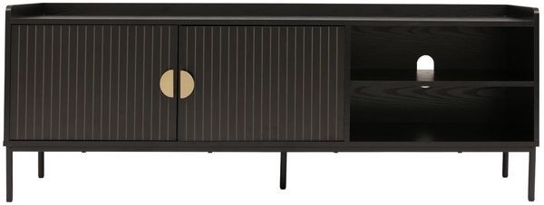 TV-Rack HWC-O39, TV-Board Fernsehtisch Lowboard TV-Schrank Kommode, Melamin MDF 56x150x40cm ~ Holzoptik schwarz Bild 6