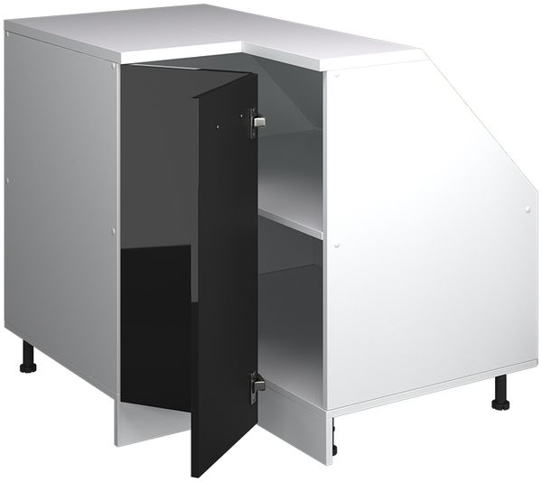 Dachschrägenschrank Eckschrank Rion Schwarz Hochglanz 75.6 x 81.6 cm mit 1 Tür, Schrankkorpus 60 cm Tiefe Vicco Bild 4