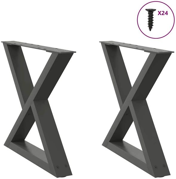 vidaXL Couchtischbeine 2 Stk. Anthrazit 60x(42-43,3) cm Stahl 4012710