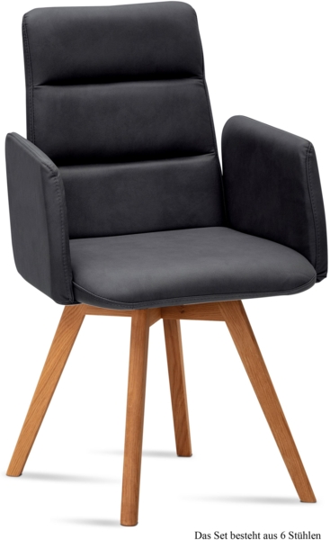 Armlehnstuhl (6er-Set) Dobka 52x92x60 Eiche geölt/Anthrazit