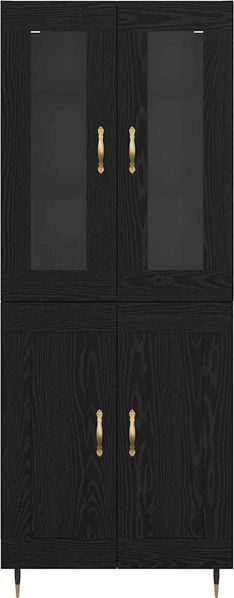 vidaXL Highboard 2 pcs Schwarz Eichen-Optik Holzwerkstoff 3416169 Bild 8
