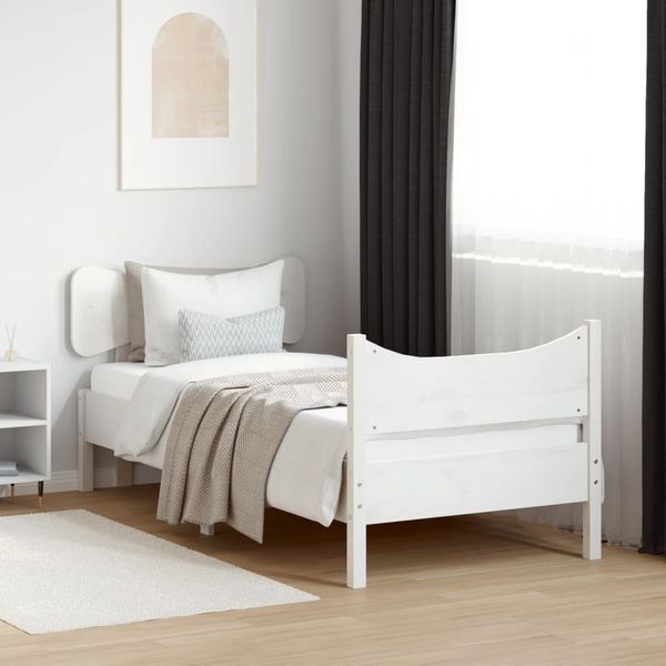 vidaXL Massivholzbett ohne Matratze Weiß 75x190 cm Kiefernholz 3216406