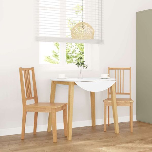 vidaXL Esszimmerstühle 2 Stk. Natur Massivholz Gummibaum 4102398