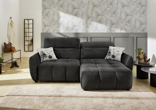 Jockenhöfer Gruppe Ecksofa Zoom L-Form, B: 263 cm, mit 60 cm elektr. Sitztiefenverstellung, 140kg Belastbarkeit, USB-Anschluss, Kopfteilverstellung & Zierkissen