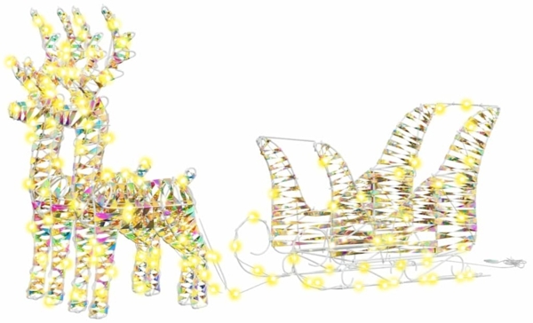 vidaXL Rentier Zieh Schlitten Warmes Weiß 30 x 12 x 54,5 cm PET 42018970