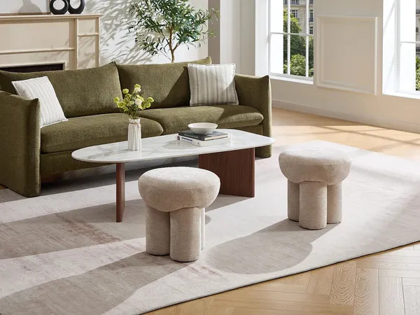Vente-unique - KUMBODA Pouf Stoff Beige - B 41 cm x H 43,5 cm x L 41 cm