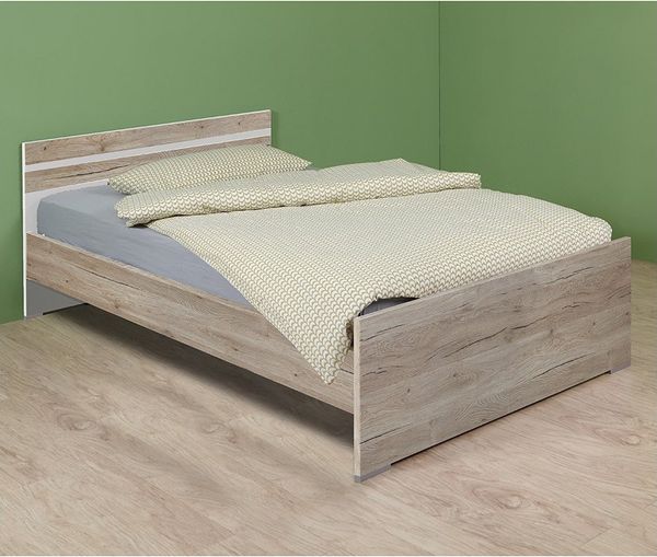 Lomadox Bettgestell CANTON-43, Eiche Nb. mit weiß, Liegefläche 140x200 cm