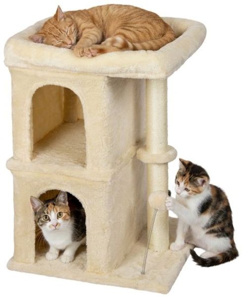 Relaxdays Kratzbaum mit 2 Höhlen & Liegefläche