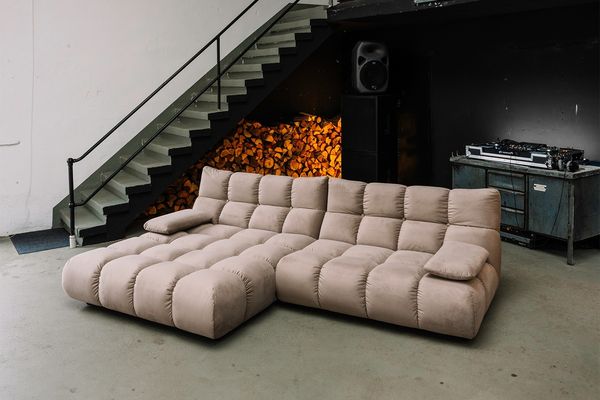 KAWOLA Sofa VIVIEN Ecksofa Velvet sand Longchair links 85 x 178 x 290 cm