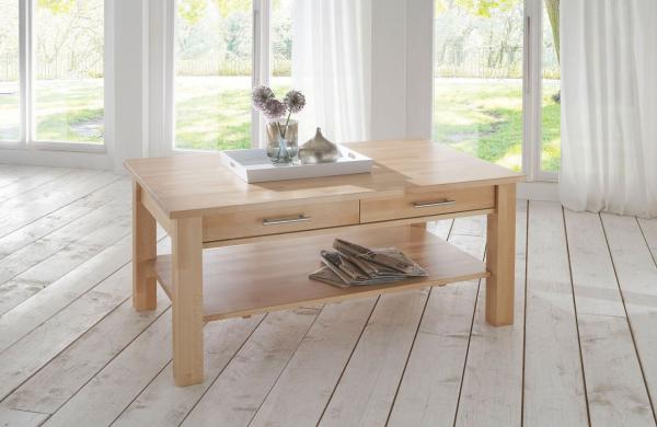 Zeitloser Couchtisch - SIMON - Buche vollmassiv / Echtholz 110 x 70 cm
