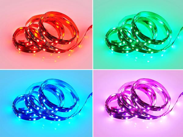 LED Streifen GRIP mit Fernbedienung, RGB Farbwechsel & Dimmer - 3 Meter