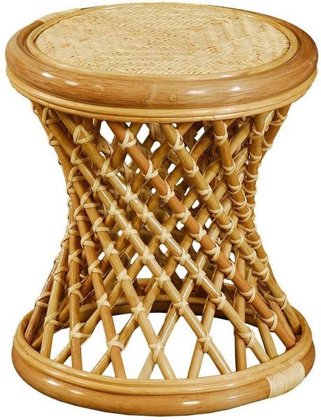 Krines Home Fußhocker Rattan Hocker Sitzhocker Rattanhocker Blumenhocker Schemel Badhocker, geflochten