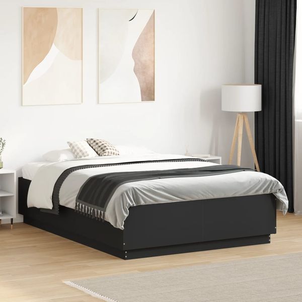 vidaXL Bettgestell mit LED Schwarz 120x190 cm Holzwerkstoff 3209654