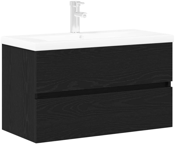 vidaXL Waschbeckenunterschrank Schwarz Eichen-Optik 80 x 39 x 62 cm 3333142