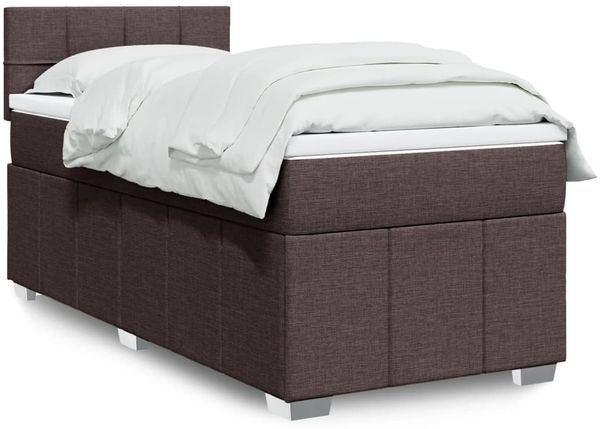 vidaXL Boxspringbett mit Matratze Dunkelbraun 90x200 cm Stoff 3286954