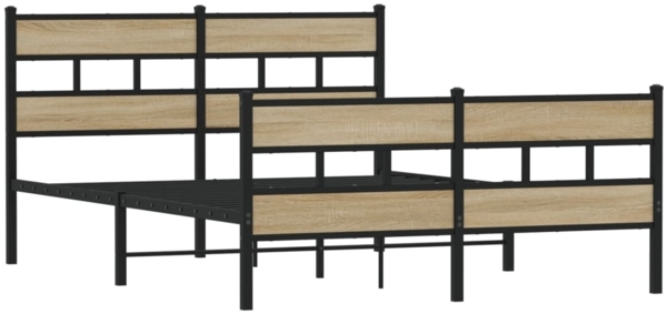 vidaXL Metallbett ohne Matratze Sonoma-Eiche 140x190 cm 4017120 Bild 2