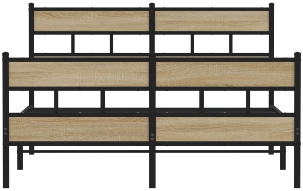 vidaXL Metallbett ohne Matratze Sonoma-Eiche 140x190 cm 4017120 Bild 3