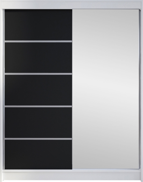 Kleiderschrank Metropolis III, ohne Beleuchtung, Farbe: Weiß / Schwarz