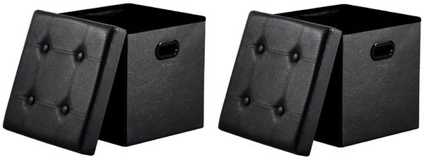 Zedelmaier Sitztruhe Sitzbaenk mit Stauraum,Hocker,Sitzhocker,Sitzwürfel leicht zu tragen (2-St, ZD38PVC mit Handhaben), Faltbare Aufbewahrungsbox, Abnehmbarer Bezug, bis 300kg, 38x38x38cm