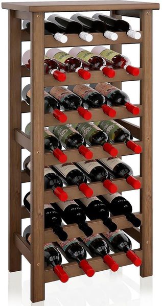 Weinregal aus Bambus für 28 Flaschen 7 Etagen freistehend Küche Keller Bar