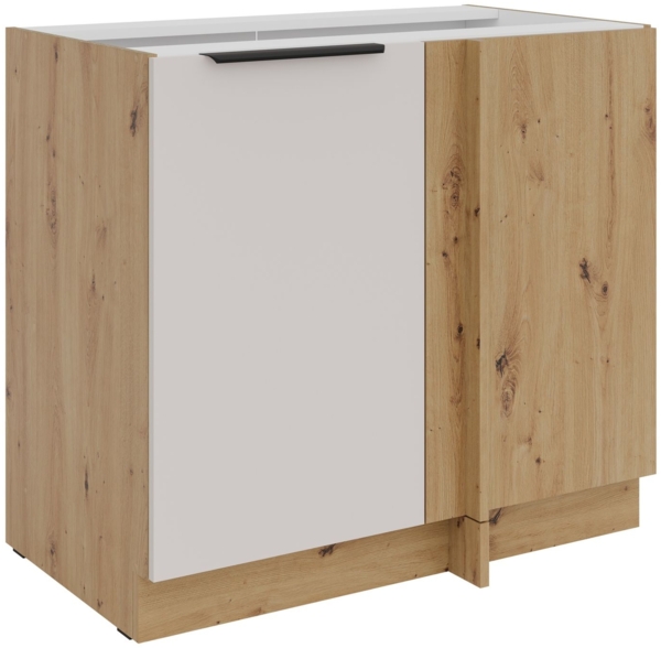 Küchen Eckunterschrank 105 cm Küche SOLANO Kaschmir beige matt + Eiche Artisan matt Küchenzeile Küchenblock Einbauküche