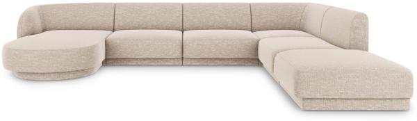 Micadoni 6-Sitzer Panorama Ecke rechts Sofa Miley | Bezug Beige | Beinfarbe Black Plastic
