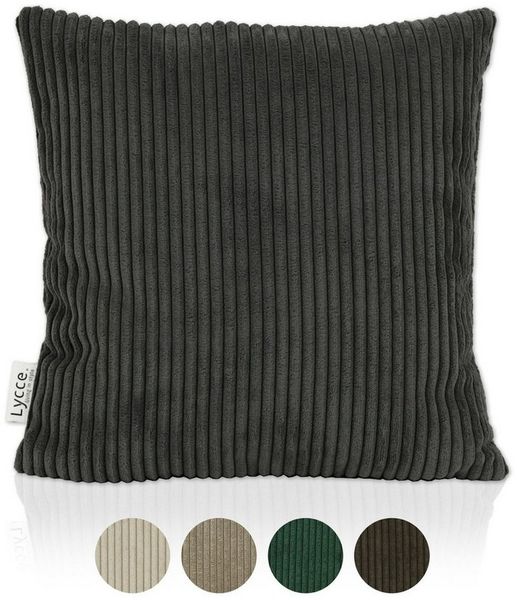 Lycce Dekokissen Kissenbezug aus trendigem Cordstoff (40x40cm), dunkelgrau