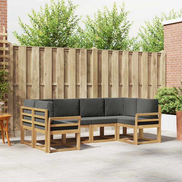 vidaXL Outdoor-Sofagarnitur mit Kissen 6 pcs Weiß und Anthrazit 3388121