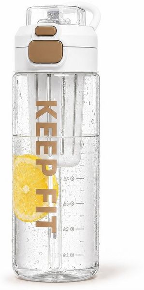 BlingBin Trinkflasche Auslaufsicher Wasserflasche 750ml, Sport Flasche mit Strohhalm, Trinkflasche mit Fruchteinsatz für Arbeit, Wandern, Yoga, Schule
