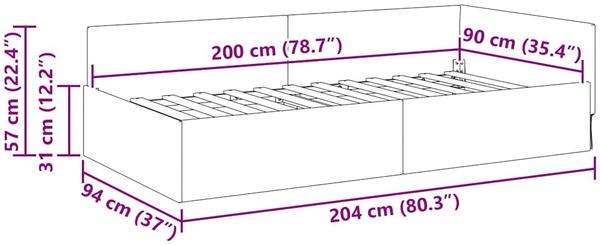vidaXL Eckbettgestell mit Kopfteil Türkis 90 cm x 200 cm Samt 42016089 Bild 11