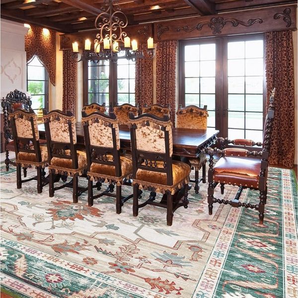 LuxusKollektion Designteppich Teppich Kurzflor Vintage Rutschfest Grün 240 x 340 cm Rechteckig