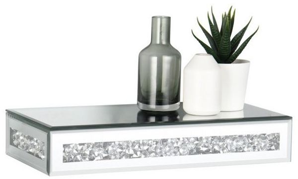 furnling Wandregal Shine, 1-tlg, schwebendes Spiegelregal mit Glitzer-Effekt, luxuriöse Glas-Ablage