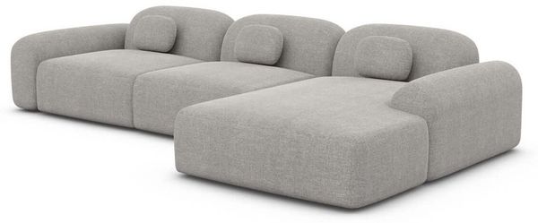 Ecksofa Barcelona L Form aus Samtstoff Kurz - Strukturstoff - hellgrau - Rechts