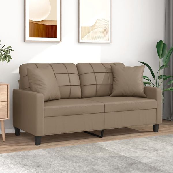 vidaXL 2-Sitzer-Sofa mit Zierkissen Cappuccino-Braun 140 cm Kunstleder 3200807