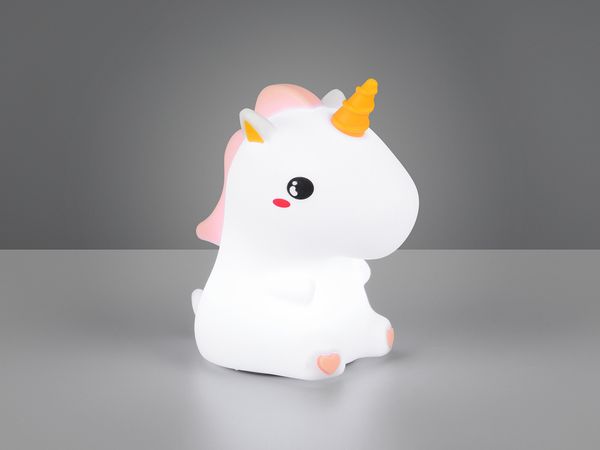 LED Batterie Tischlampe GOLDY Einhorn Lampe mit RGBW Farbwechsel, Höhe 15cm