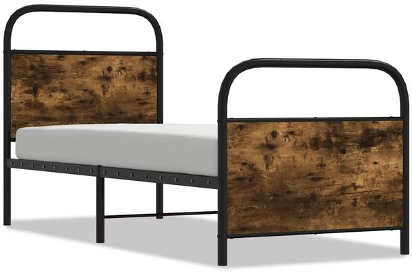 Einzelbettgestell Design für Erwachsene ohne Matratze 75x190 cm Räuchereiche Holzwerkstoff d3885e