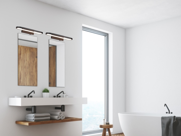 LED Badezimmer Wandleuchte 2er Set in Schwarz - Spiegelleuchten, Breite 40cm