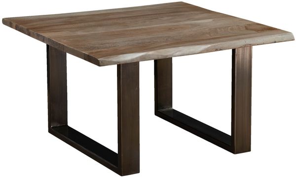 Couchtisch Sheesham 80x80x45 smoked oak lackiert Plattenstärke 2,5cm FREEFORM #0201