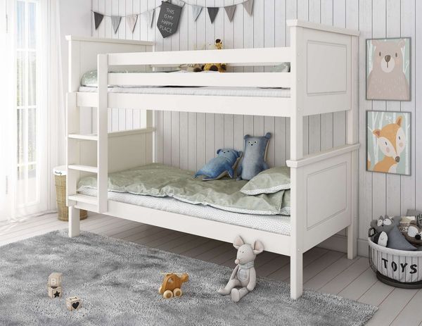 OTTO home Etagenbett Erik, teilbar in 2 Einzelbetten, Kassettenoptik, Landhausstil, mit Lattenroste, Massivholz, Made in EU