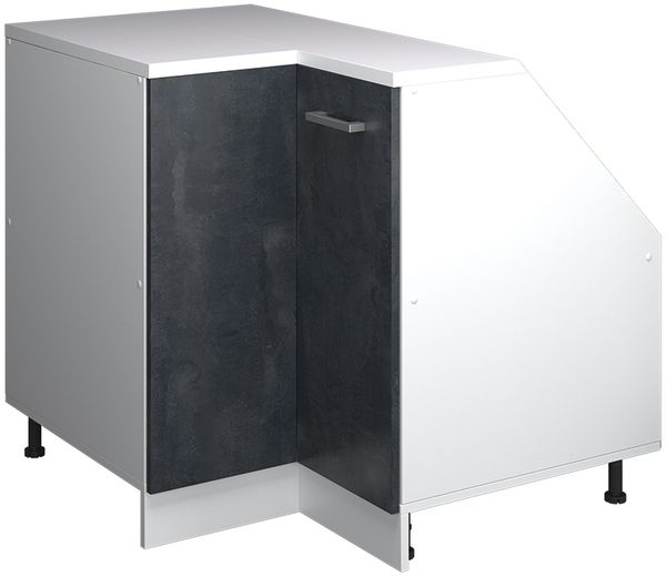 Dachschrägenschrank Eckschrank Rion Schwarz Beton 75.6 x 81.6 cm mit 1 Tür, Schrankkorpus 60 cm Tiefe Vicco