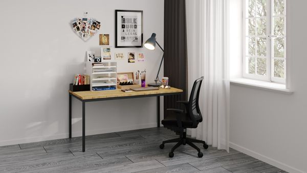 furni24 Schreibtisch-Stahl 200 x 80 x 75 cm, Eiche, TÜV/GS-Einfache Montage, Arbeitstisch, Bürotisch, Küchentisch, Esstisch, Druckertisch Büro-Möbel Arbeitszimmer Computertisch Gaming-Tisch Mehrzwecktisch