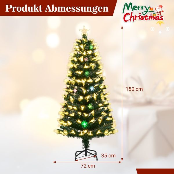 150 cm Künstlicher Weihnachtsbaum mit Beleuchtung & Sternspitze Mini Tannenbaum Christbaum