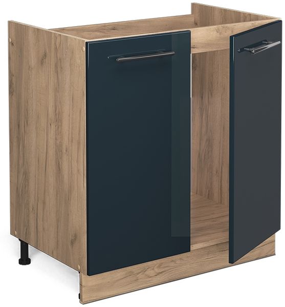 Spülenunterschrank Fame-Line Dunkelblau Hochglanz 80 cm ohne Arbeitsplatte Vicco Bild 4