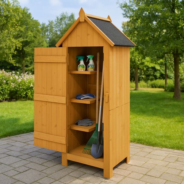 HTI-Living Garten-Geräteschrank Gartengeräteschrank aus Holz Natur, (1 Stück, 1 St, 1 Gerätschrank)