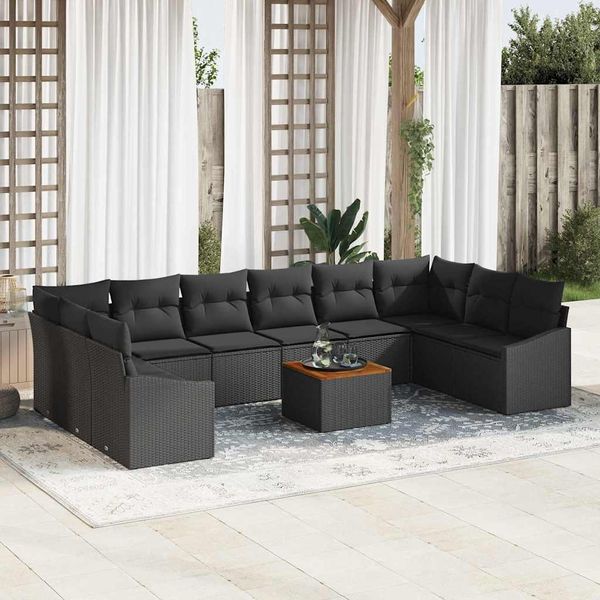 vidaXL Gartensofa-set mit Speicher 11 pcs Schwarz Poly-Rattan 3356553