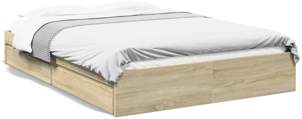 vidaXL Bettgestell mit Schubladen Sonoma-Eiche 160x200cm Holzwerkstoff 3280645 Bild 1